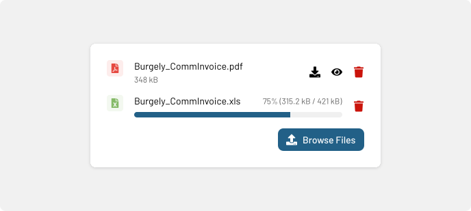 Task action for uploading an agent’s invoice