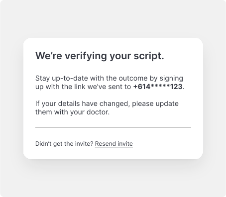 Low-confidence match explaining that the prescription is being verified